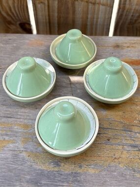 Set of 3 Natural Elements Green & Cream Glazed Moroccan Mini Tangines